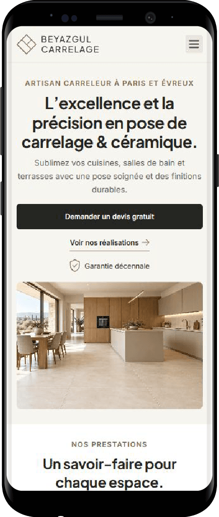 Beyazgul Carrelage website mobile view